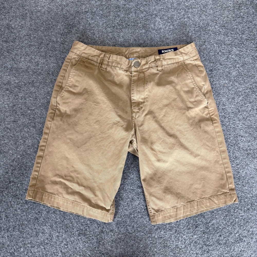 Bonobos Chino Shorts‎ Mens 31 Tan Khaki Cotton Casual Flat Front Summer Classic